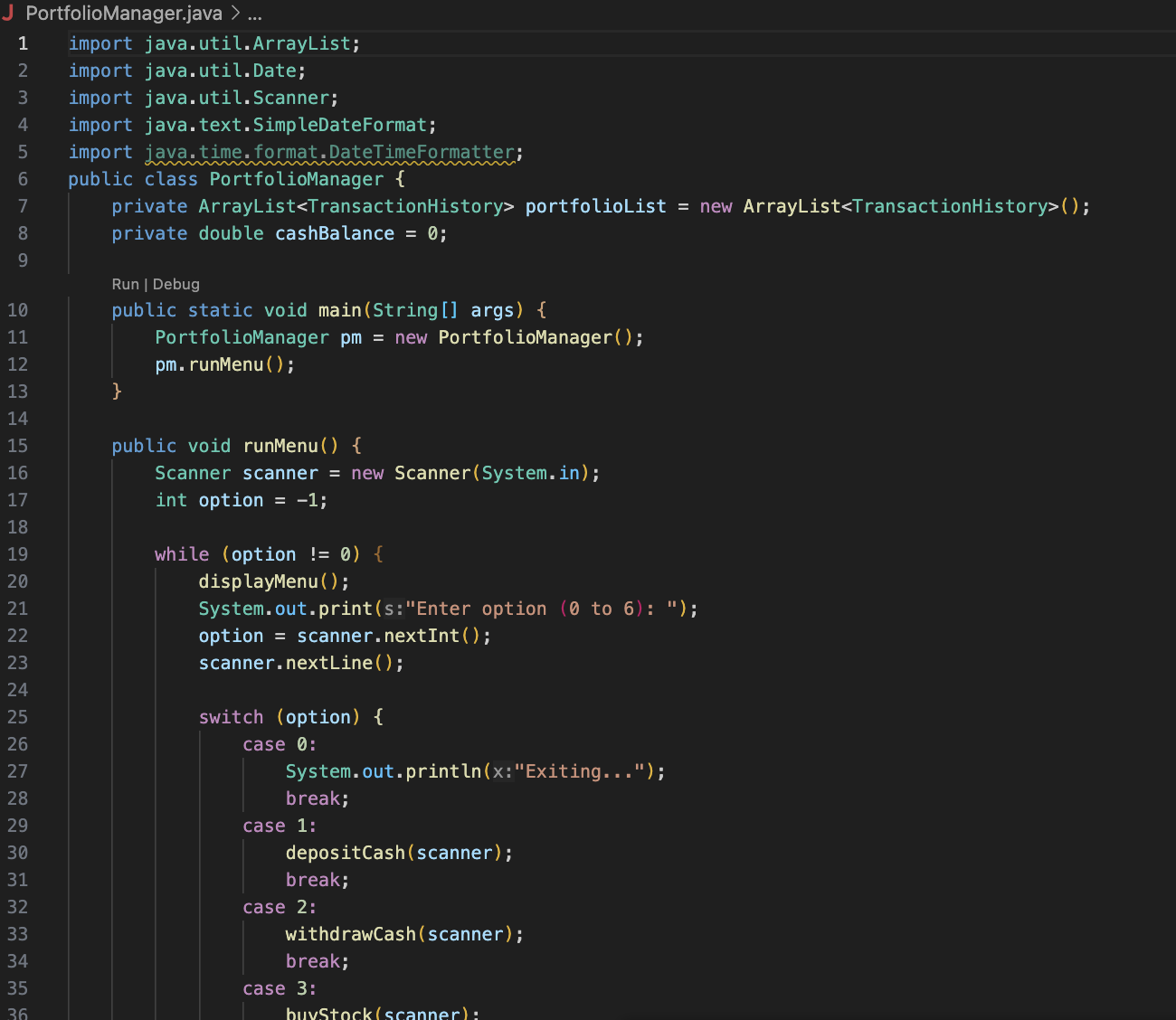 Java Stock Portfolio
